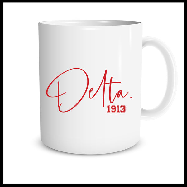 Delta 1913 (RED Script & Varsity) - Mantra Mugs