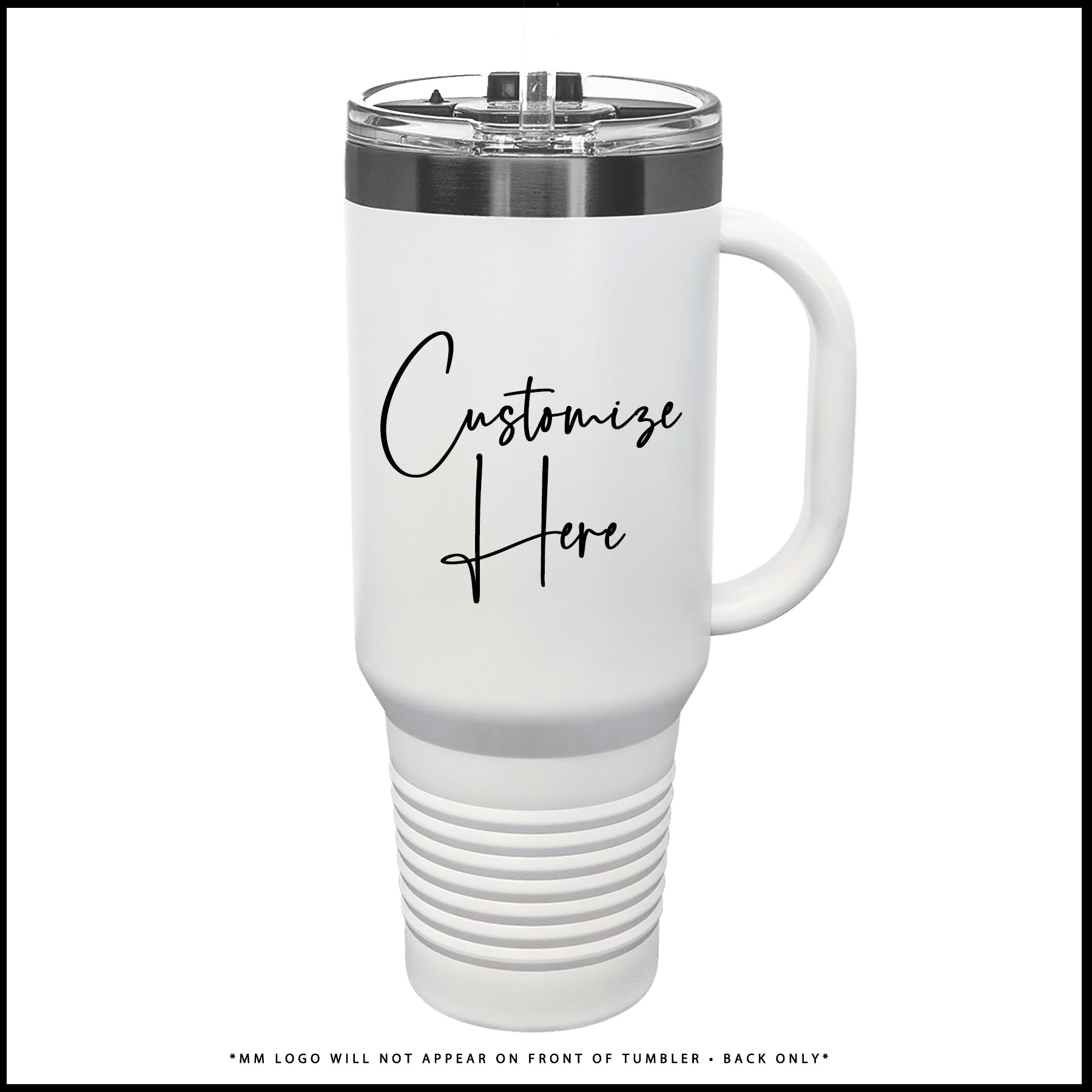 Water Bearer Tumbler (Brushed Platinum + White) - CUSTOMIZE (Big Girly Script)